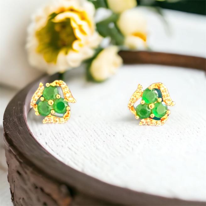 DUAL GREEN FLORAL STUD