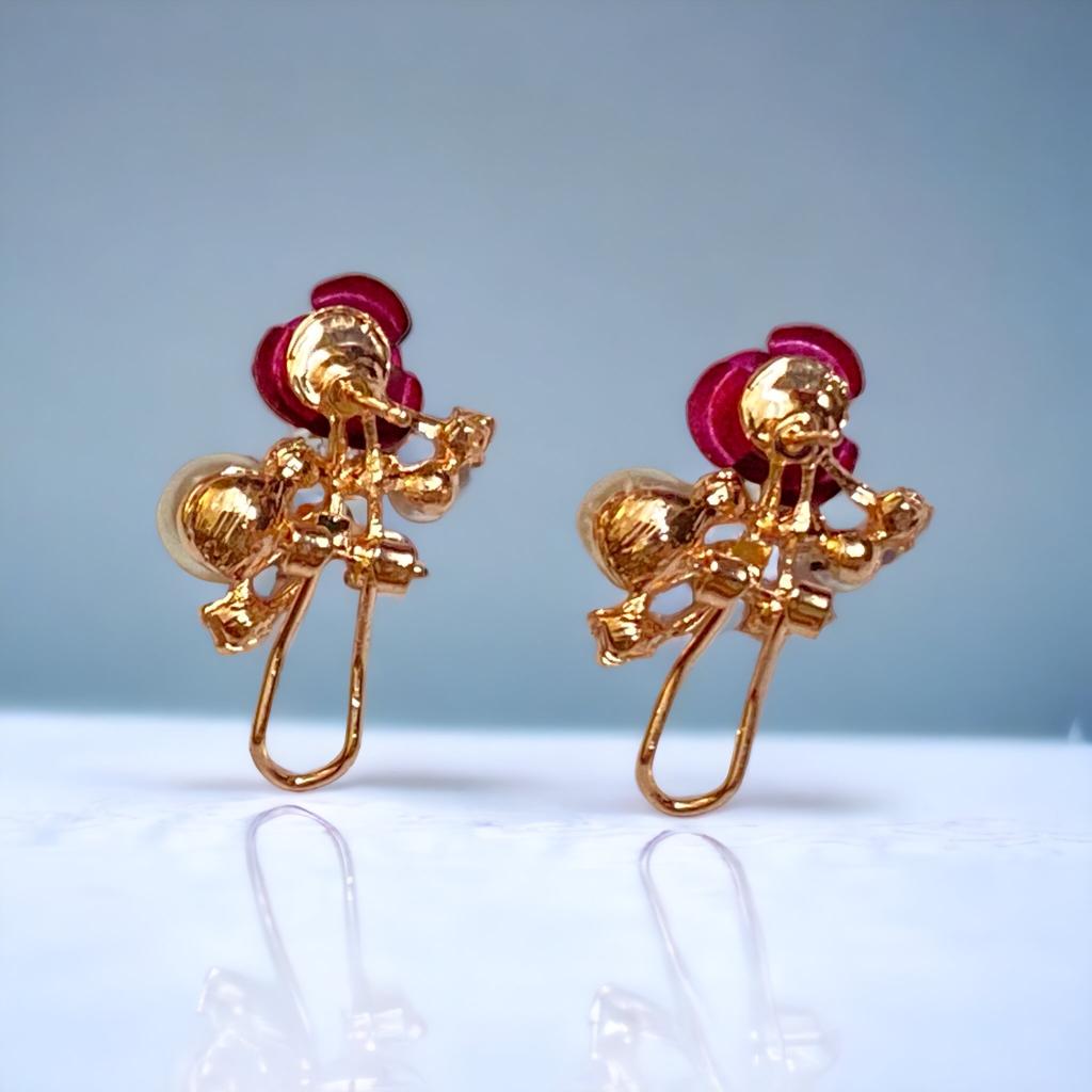 MINIMAL-Vintage pearl rose earrings