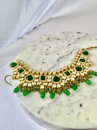 EMERLAD GREEN ROYAL RAJWADA HAAR SET