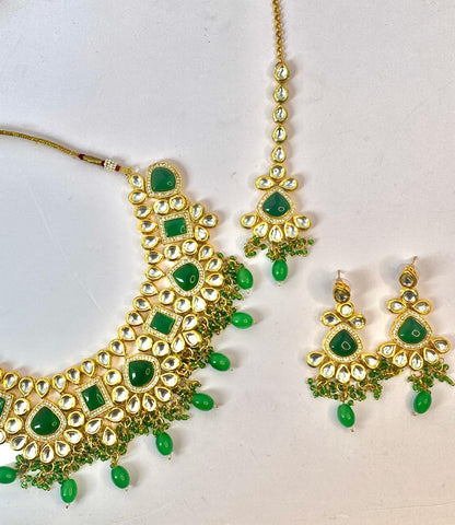 EMERLAD GREEN ROYAL RAJWADA HAAR SET